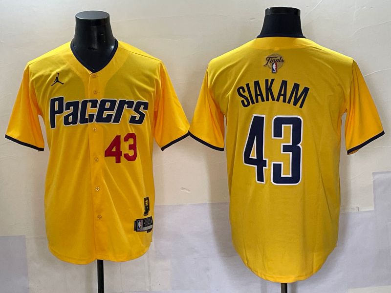 Men 2025 Indiana Pacers #43 Siakam Yellow Joint Name NBA Jersey style 1->->NBA Jersey